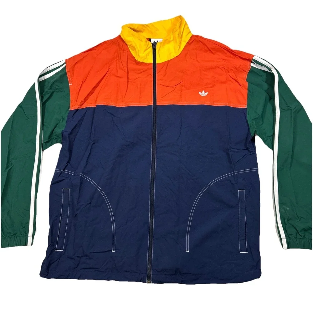 Adidas Colorblock Summer Bball Windbreaker‎ Men's Full Zip Jacket Size XL